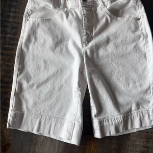 Tribal White Denim Bermuda Shorts